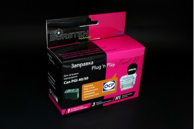 Набор для заправки BURSTEN Plug-n-Print к картриджам Canon PG-40/50 Black (Pigment) на 3 заправки